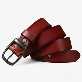 Men's Leather Cowboy Belt : Riem Heren Zwart - Koeienhuid Leren Cowboyriem in Roodbruin van Pantino