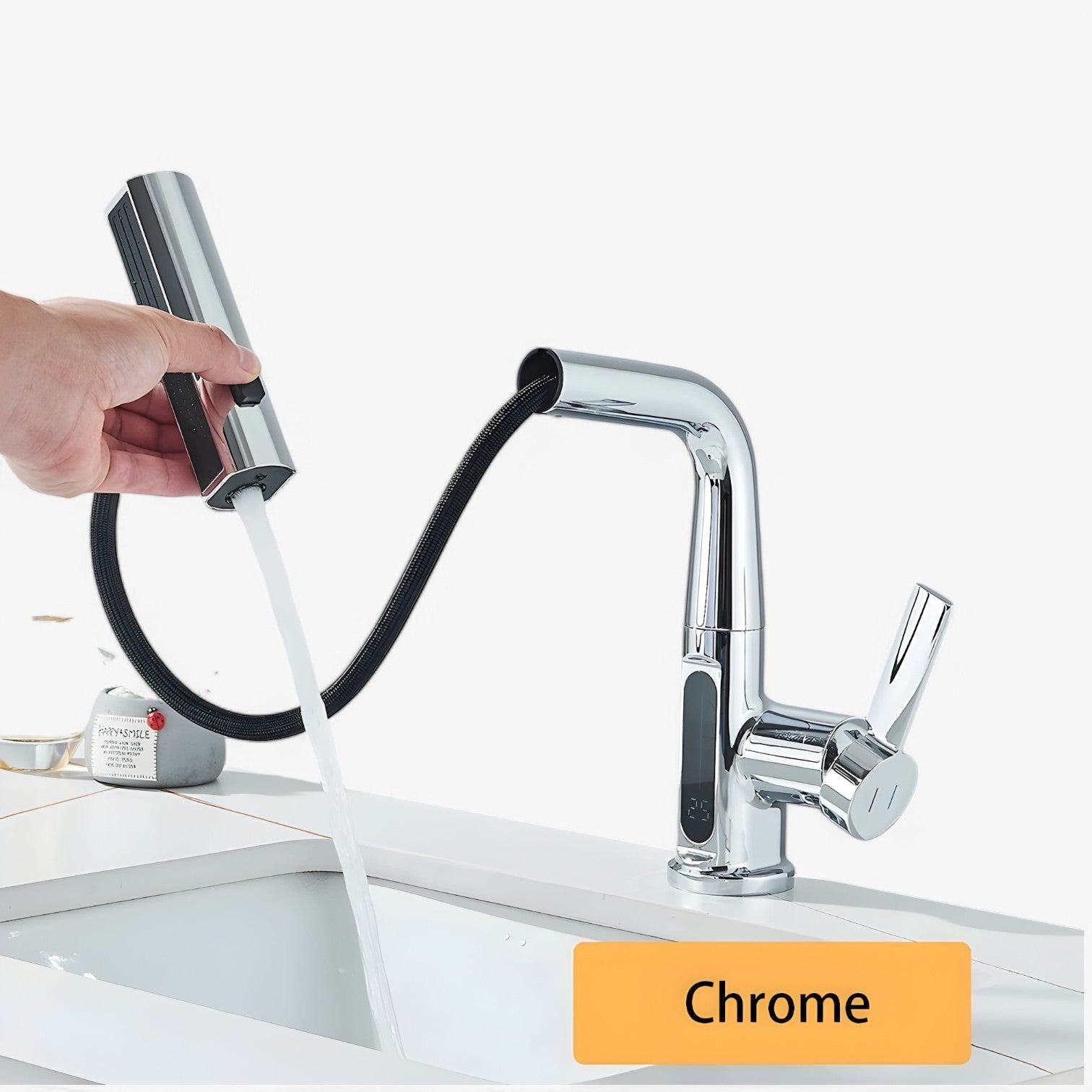 other : Digitale Temperatuur en Uitschuifbare Wateruitloop - Grijs in chroom van Pantino