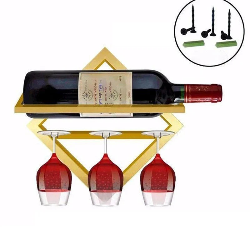 home & garden : VinoVista - Creëer Jouw Eigen Wijn Wand - Zwart (2x Wijnfles) in Goud (2x wijnfles + 3 glazen) van Pantino