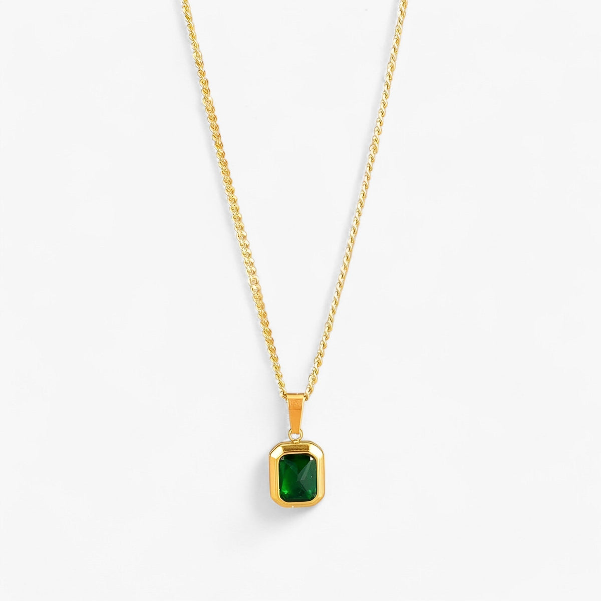 Necklace : Ketting met Smaragden in Gouden Plating - Elegant en Robuust - Goud in van Pantino