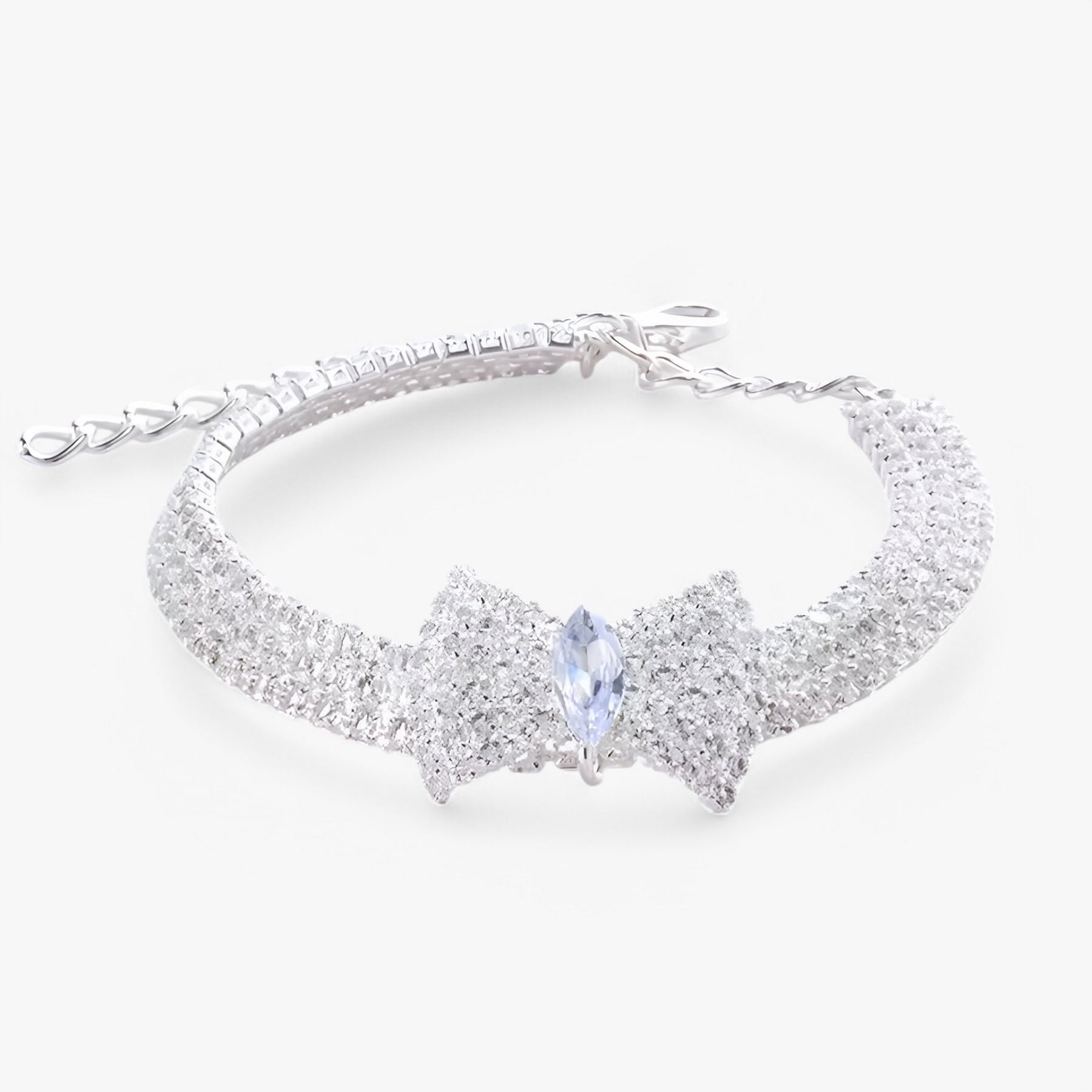 pets : Bling Kattenhalsband met Strik en Kristallen - Goud in Zilver van Pantino