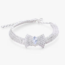 pets : Bling Kattenhalsband met Strik en Kristallen - Goud in Zilver van Pantino