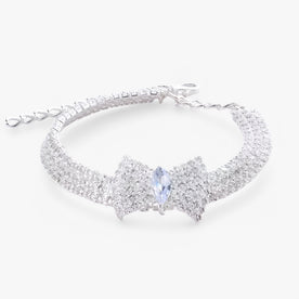 pets : Bling Kattenhalsband met Strik en Kristallen - Goud in Zilver van Pantinoshop