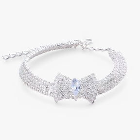pets : Bling Kattenhalsband met Strik en Kristallen - Goud in Zilver van Pantino