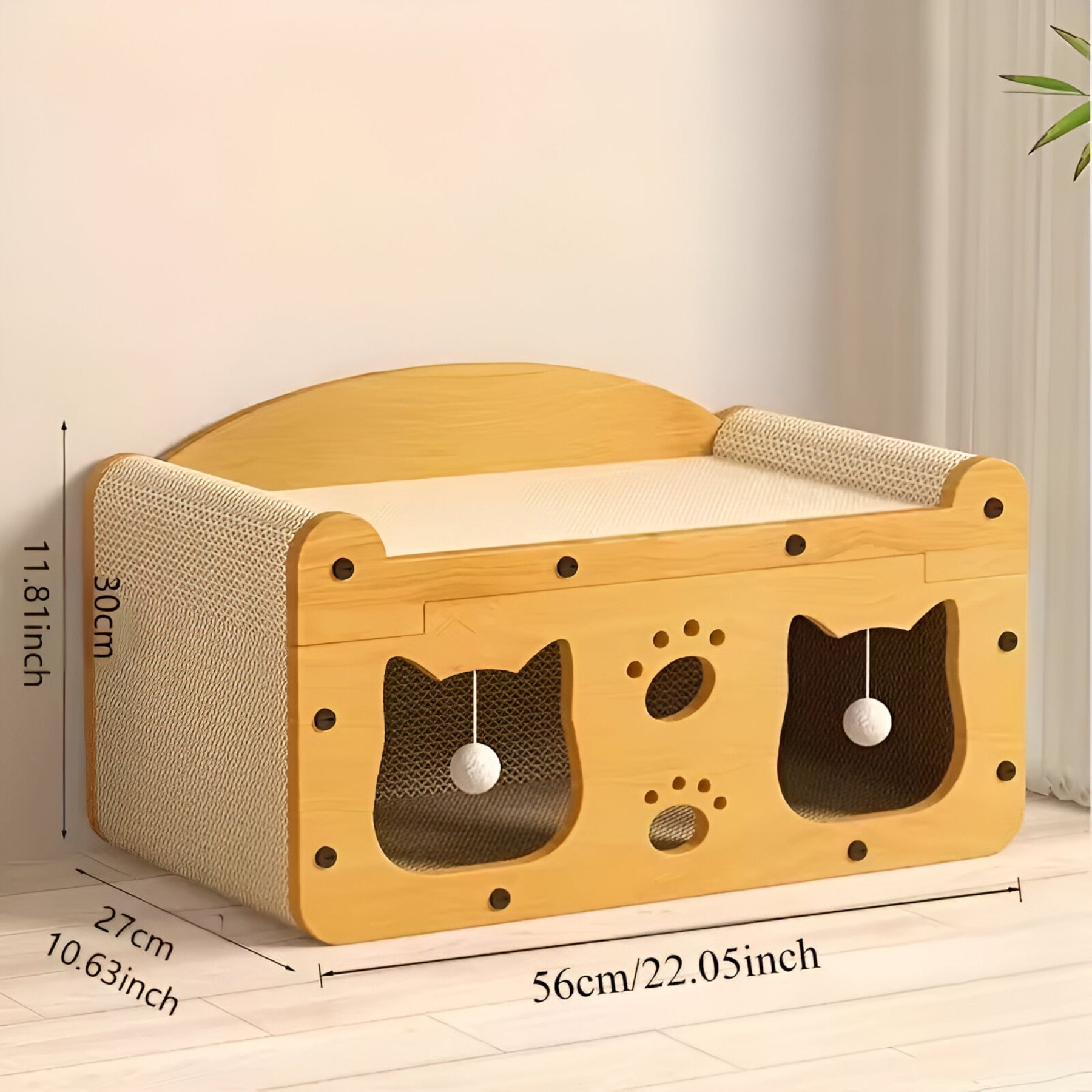 pets : Whisker Wonders - 2-in-1 Kattenkrabber en Lounge Bed - Bruin in van Pantino