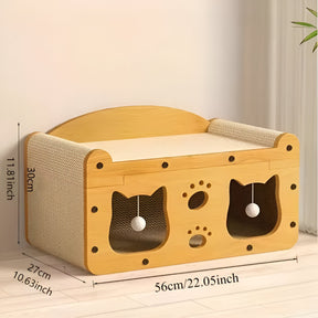 pets : Whisker Wonders - 2-in-1 Kattenkrabber en Lounge Bed - Bruin in van Pantino