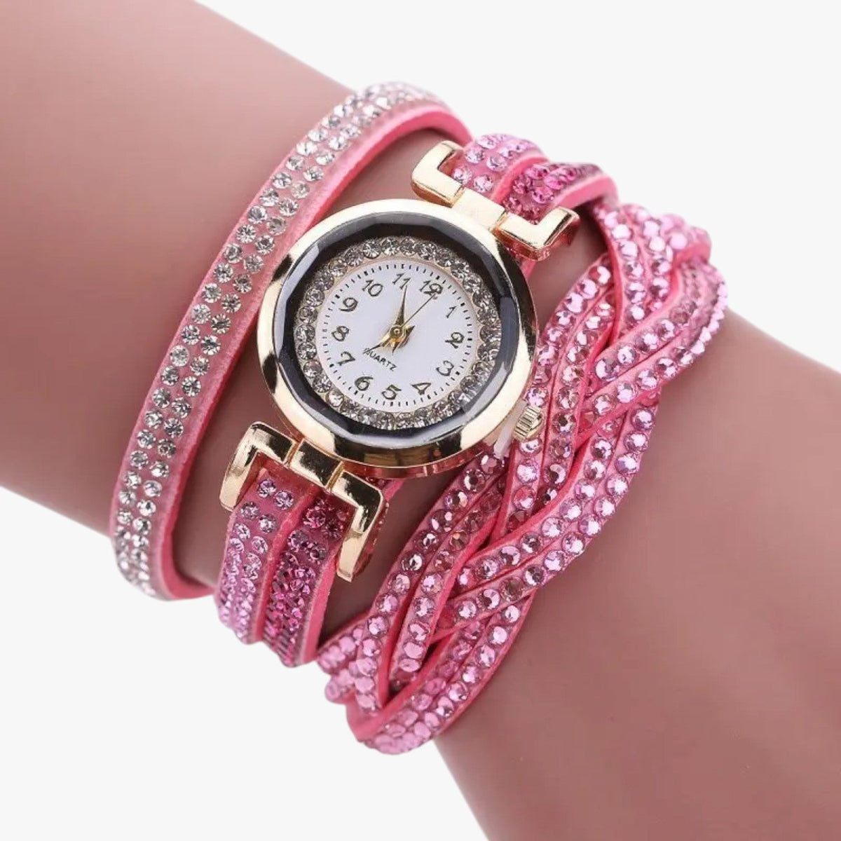 Dameshorloge Elegant met Lange Band van Echt Leer Zwart - Unieke Stijl