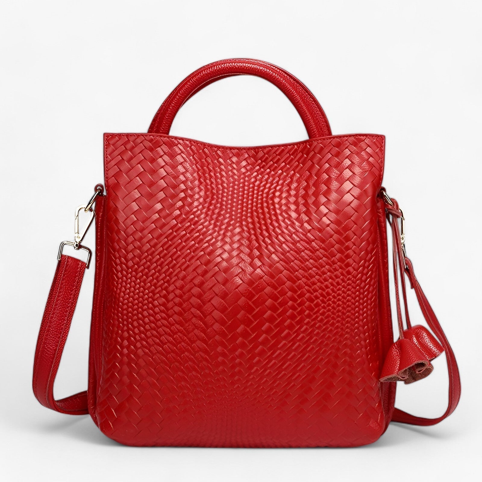 bags : Leren Tas van Luxe Krachtleer - Elegant en Duurzaam - Zwart in rode wijn van Pantino