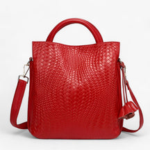 bags : Leren Tas van Luxe Krachtleer - Elegant en Duurzaam - Zwart in rode wijn van Pantino