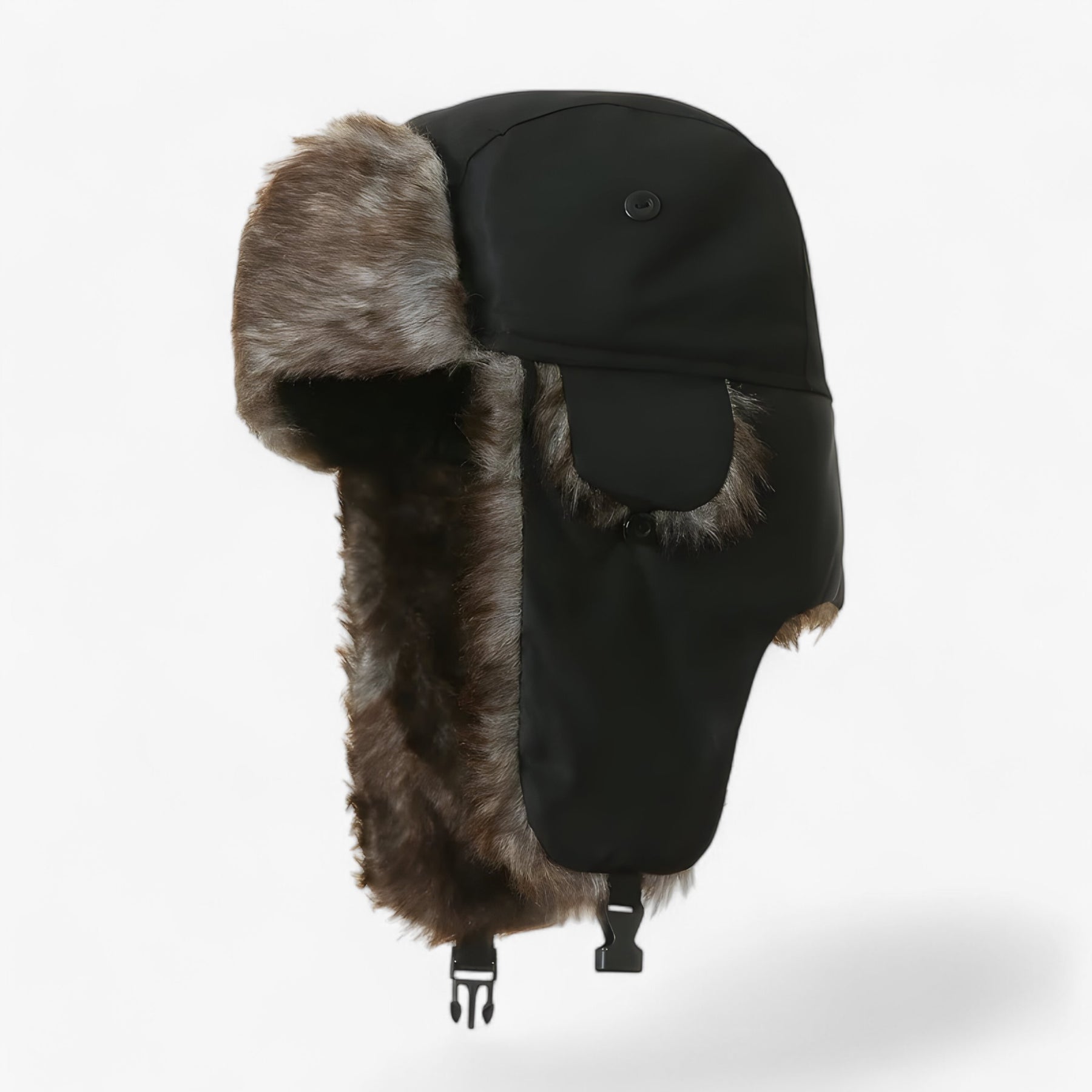 Hat : Hoed Beige - Warme Russische Winterhoed - Beschermt Tegen Kou & Wind in Zwart Één maat van Pantino