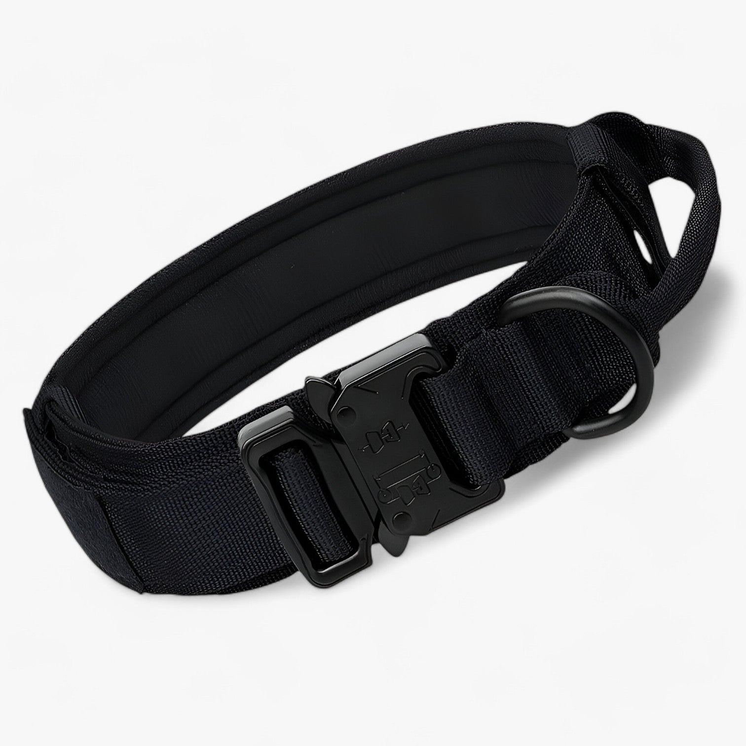 pets : Tactisch Hondenhalsband met Handvat voor Training - Bruin Set in Zwarte Halsband van Pantino