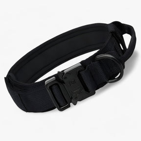 pets : Tactisch Hondenhalsband met Handvat voor Training - Bruin Set in Zwarte Halsband van Pantino
