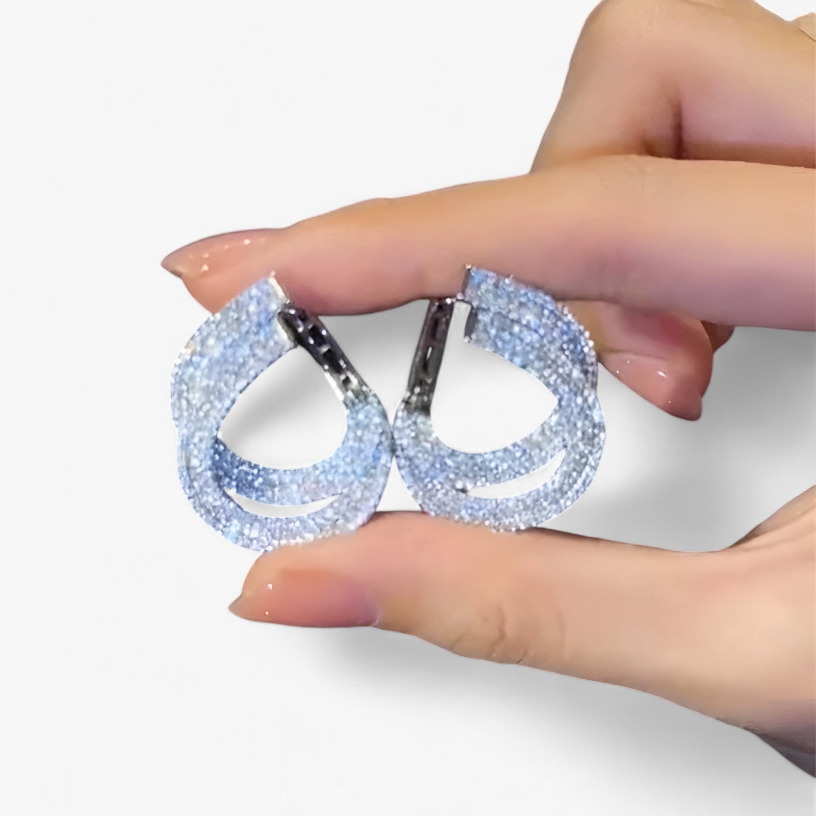 Earrings : Oorringen in Zirkonia in Dubbele Laag Dames - Unieke Feestversiering - Zilver in Zilver van Pantino