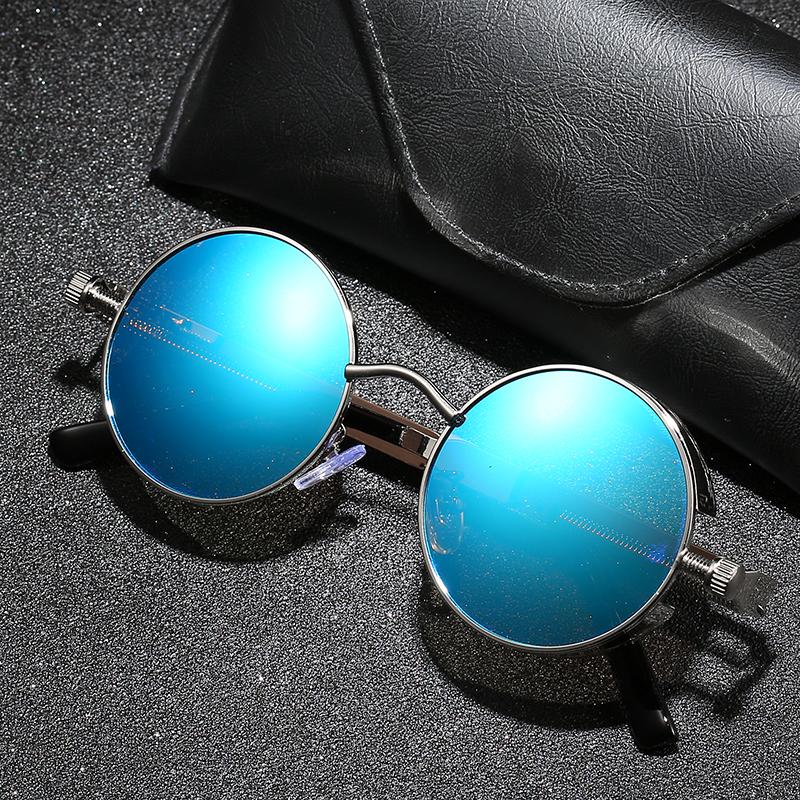 Sunglasses : Steampunk Zonnebril Rond Goud Zwart voor Unisex - UV400 Bescherming, Retro Vintage Stijl in van Pantino