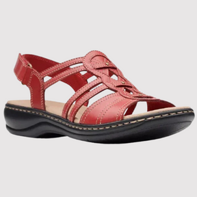 Sandals : Dames Sandalen - Bohemian Geweven Design voor een Trendy en Eclectische Stijl - Zwart in Rood van Pantino