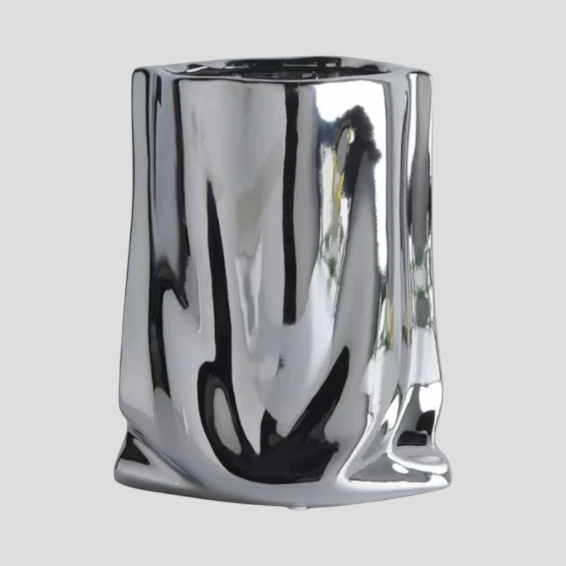 Vases : Zilverkleurige keramische decoratieve vaas Woonaccessoire in Argent-M van Pantinoshop