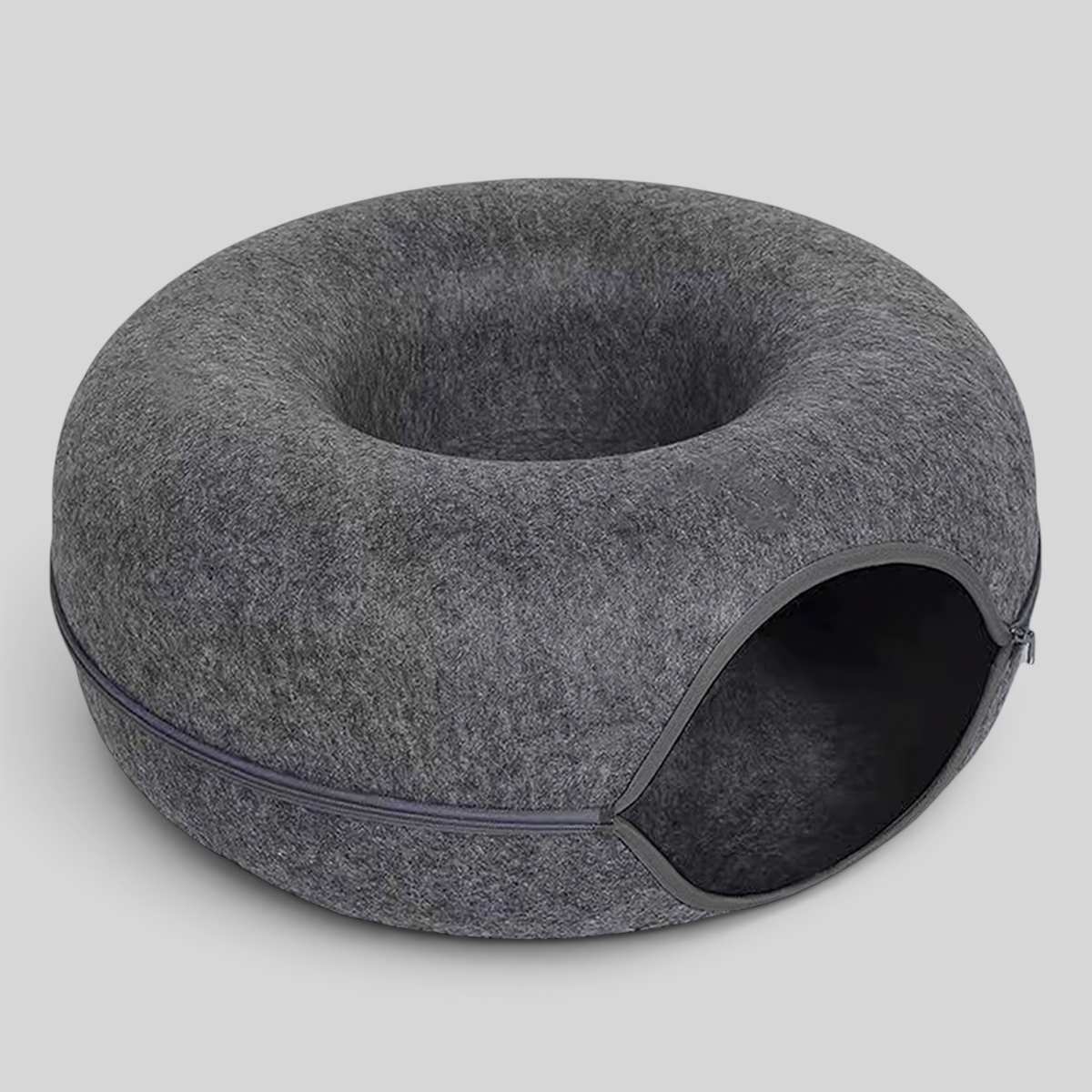 Ronde Kattenmand met Holletje en Rits – Vilten Kattenbed 50 of 60 cm