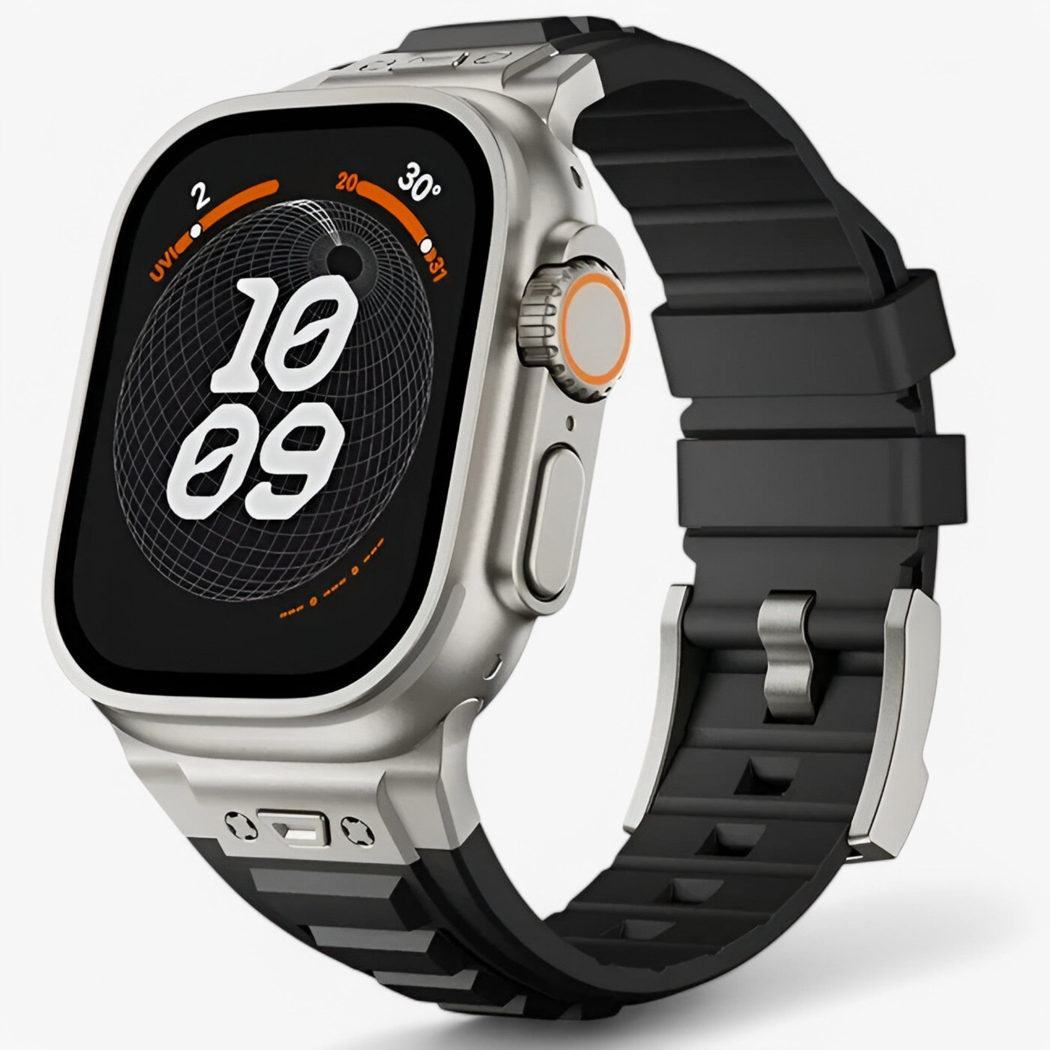 Smartwatch Band : Siliconen Sportbandje voor Apple Watch - Zwart Zwart in titaan zwart van Pantino