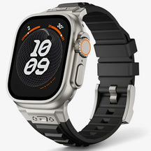 Smartwatch Band : Siliconen Sportbandje voor Apple Watch - Zwart Zwart in titaan zwart van Pantino