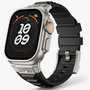 Smartwatch Band : Siliconen Sportbandje voor Apple Watch - Zwart Zwart in titaan zwart van Pantino