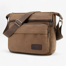 bags : Schoudertas Heren Zwart - Multifunctionele Canvas in Koffie van Pantino
