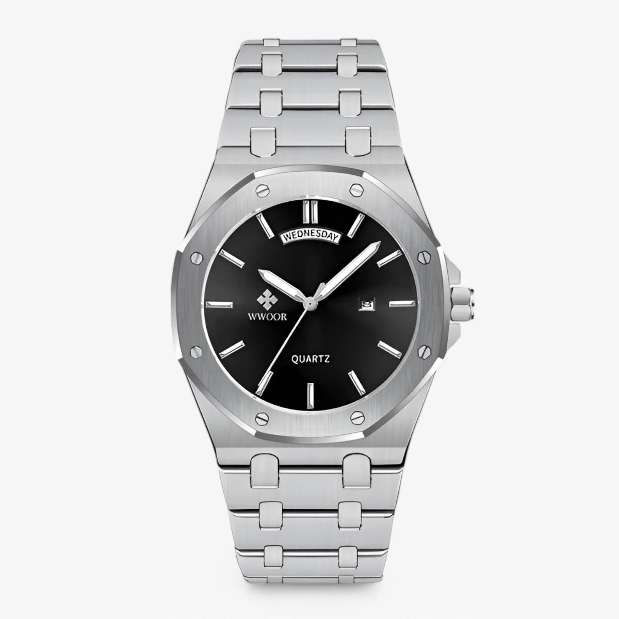 watches : Horloge Zwart Wit - Luxe Sporthorloge van Roestvrij Staal in zwart wit van Pantino