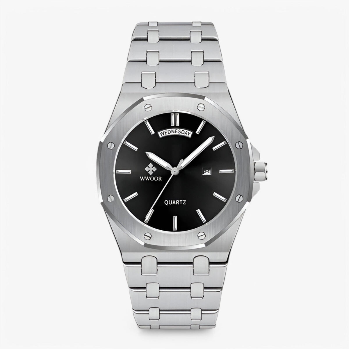 watches : Horloge Zwart Wit - Luxe Sporthorloge van Roestvrij Staal in zwart wit van Pantino