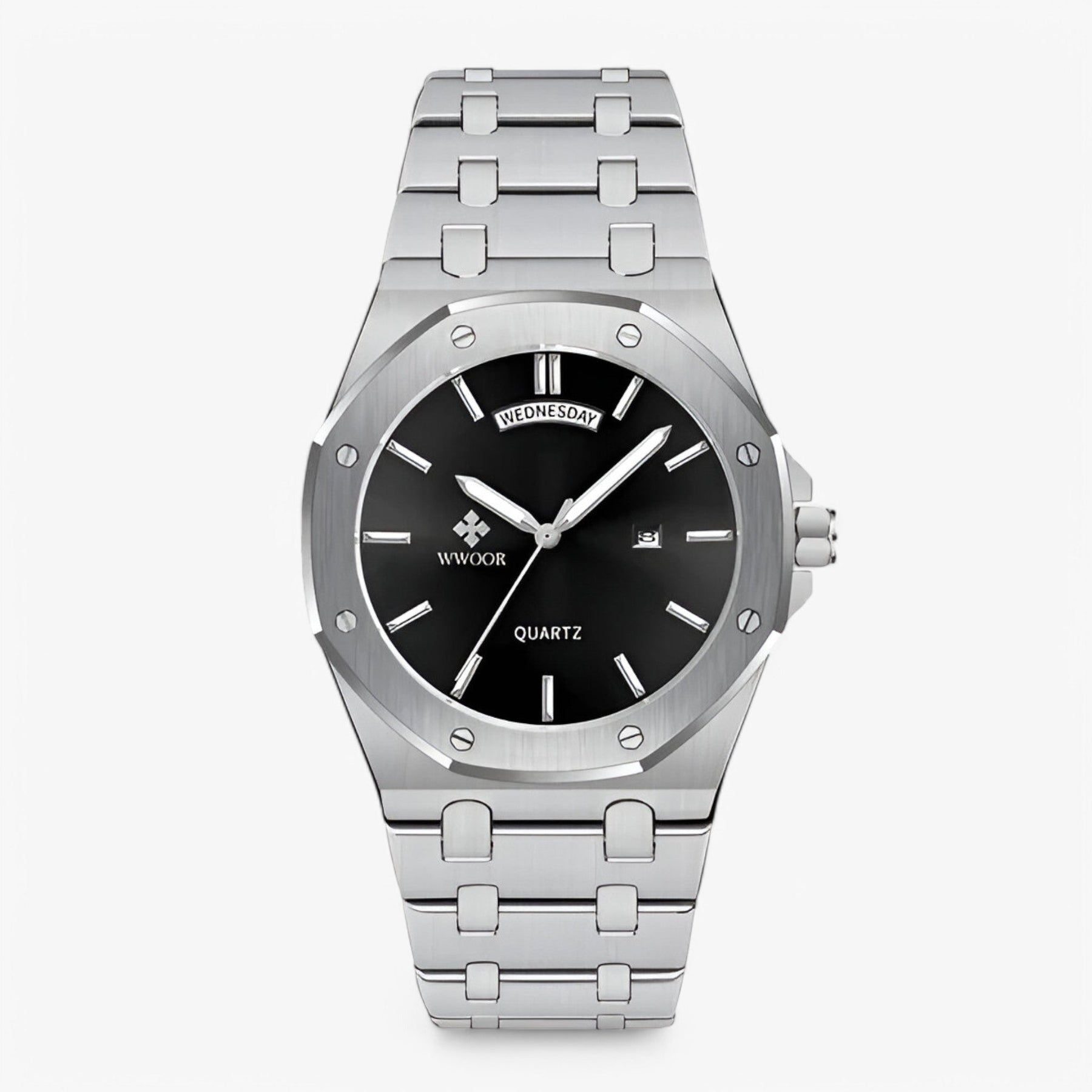 watches : Horloge Zwart Wit - Luxe Sporthorloge van Roestvrij Staal in zwart wit van Pantino