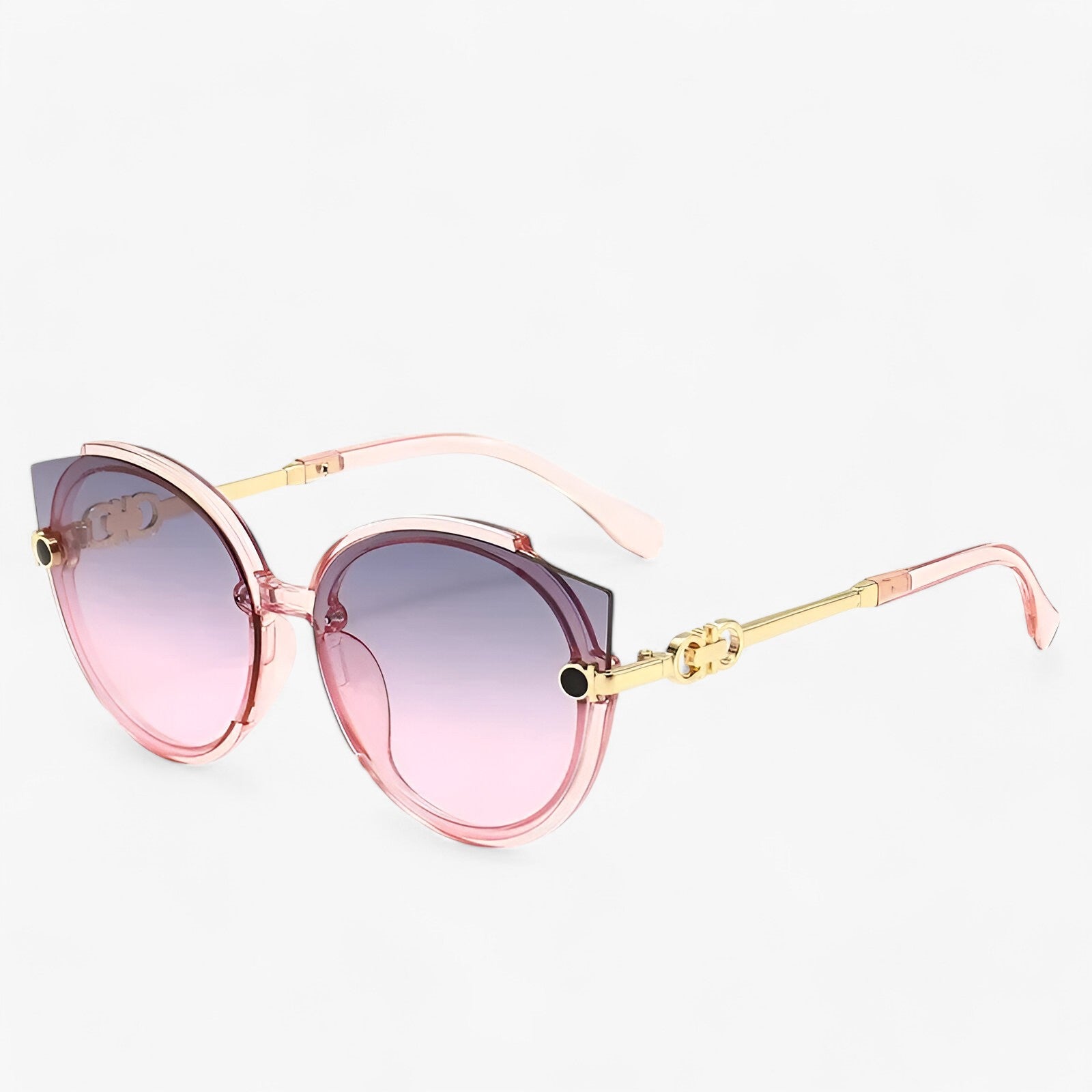 Sunglasses : Ronde Zonnebril met Kleurverloop Dames - Vintage Stijl en Bescherming - Roze in Roze van Pantino
