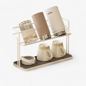 home & garden : Dubbel-Laags RVS Theekop Rek voor Keukenopslag - Zilver in Wit van Pantino