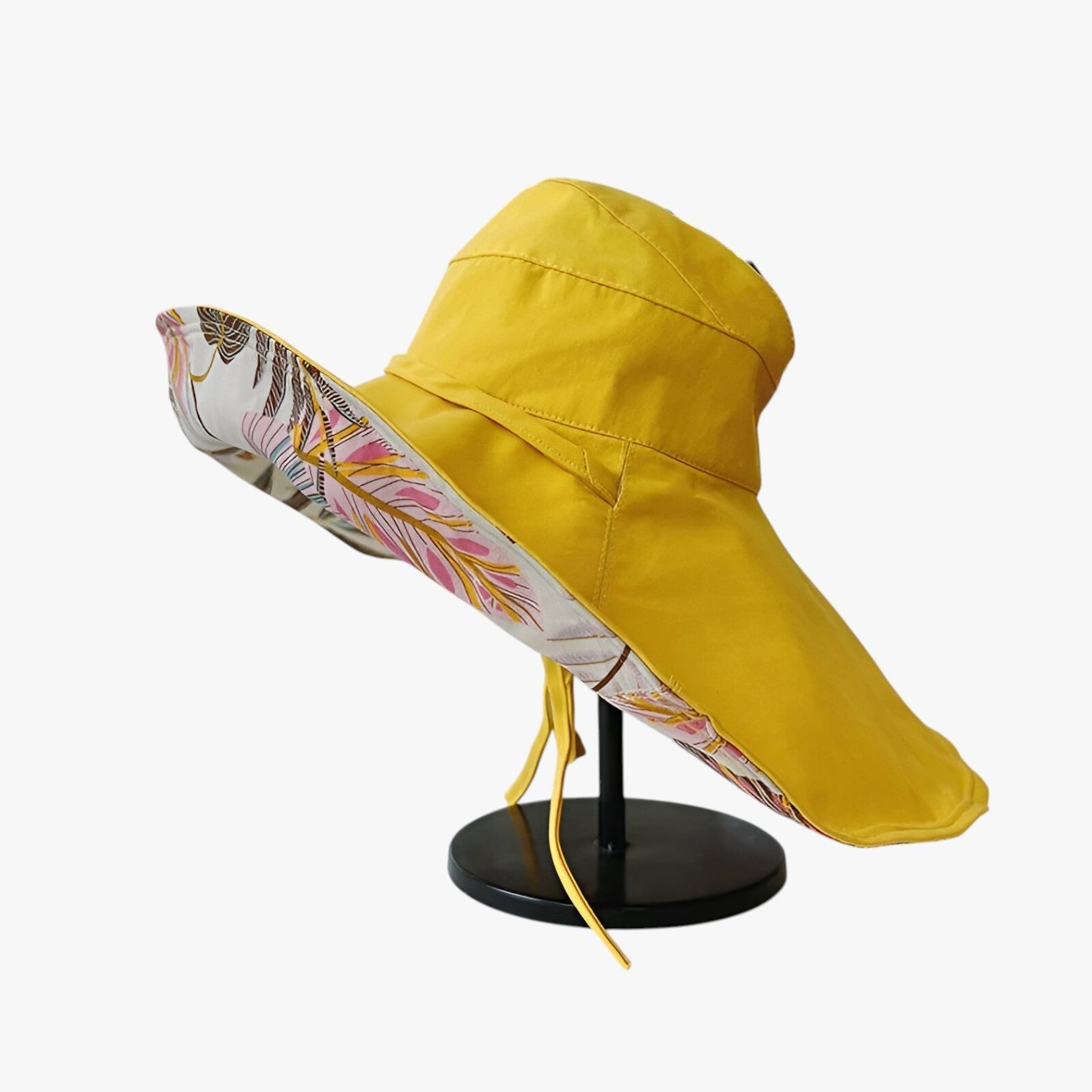 Sun Hat : Zomerhoed met Brede Rand - Ultieme UV-bescherming in Boho-look - Marineblauw in Geel L van Pantino