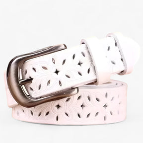 Belt : Leren Ceintuur - Elegant & Duurzaam in Leer - Wit in van Pantino
