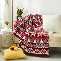 Nordy Gebreide Deken met Scandinavische Kerststreep - Knusse Plaid voor Thuis en op Kantoor - Rood