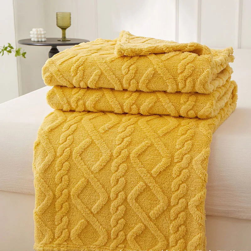 home & garden : FleeceBlanket - Warme Deken van Reistextiel Fleece - Grijs in Geel (Uitverkocht) van Pantino