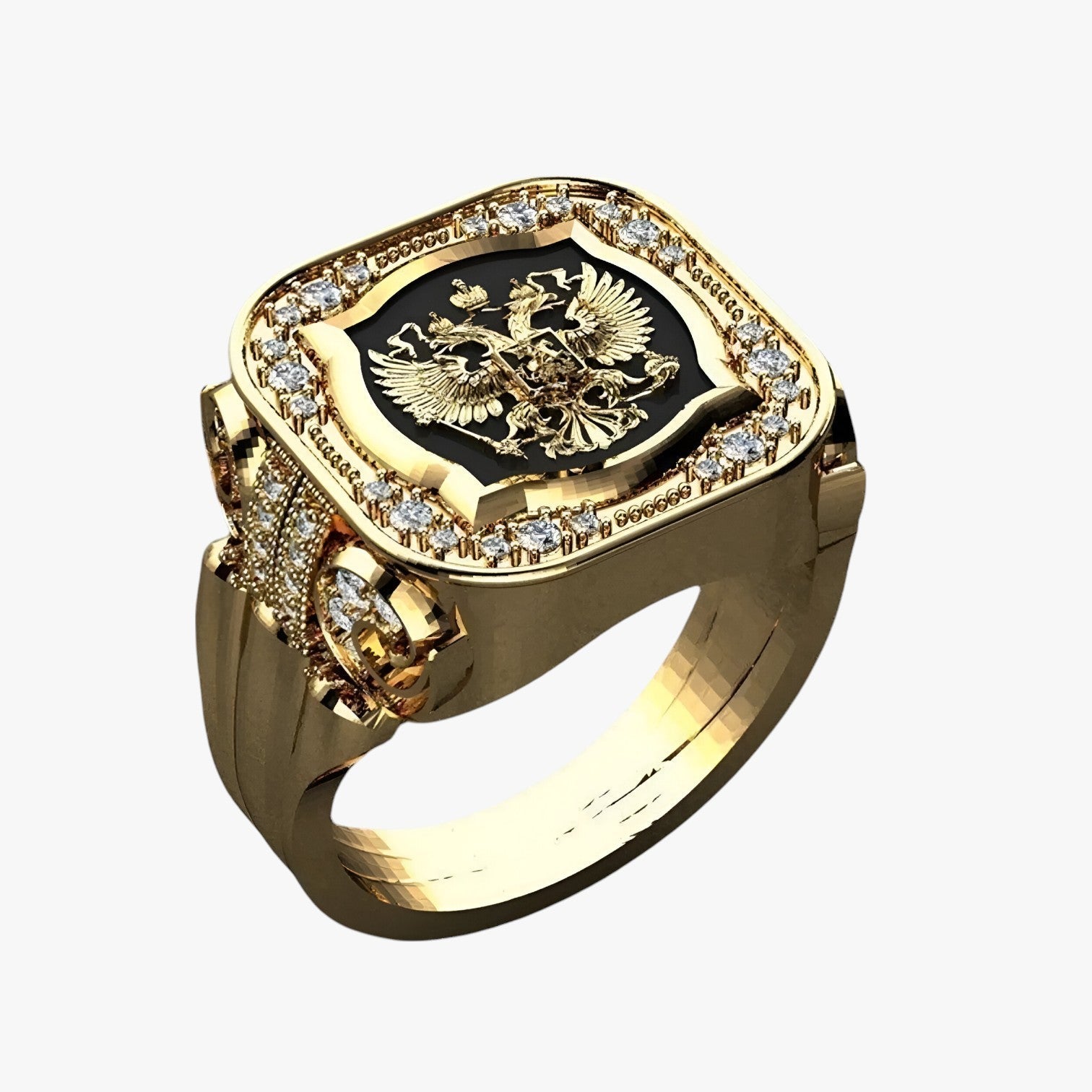 Ring : Opvallende Statement Ring voor Mannen - Krachtig, Stijlvol en Uniek - Goud in Goud van Pantino