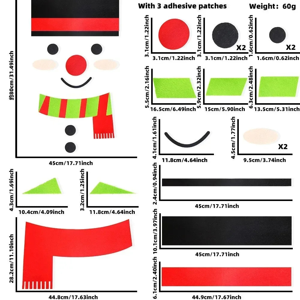 home & garden : Kerstviltstickers voor Deuren en Ramen - Feestelijke Decoratie voor Thuis in Sneeuwpop met sjaal van Pantino