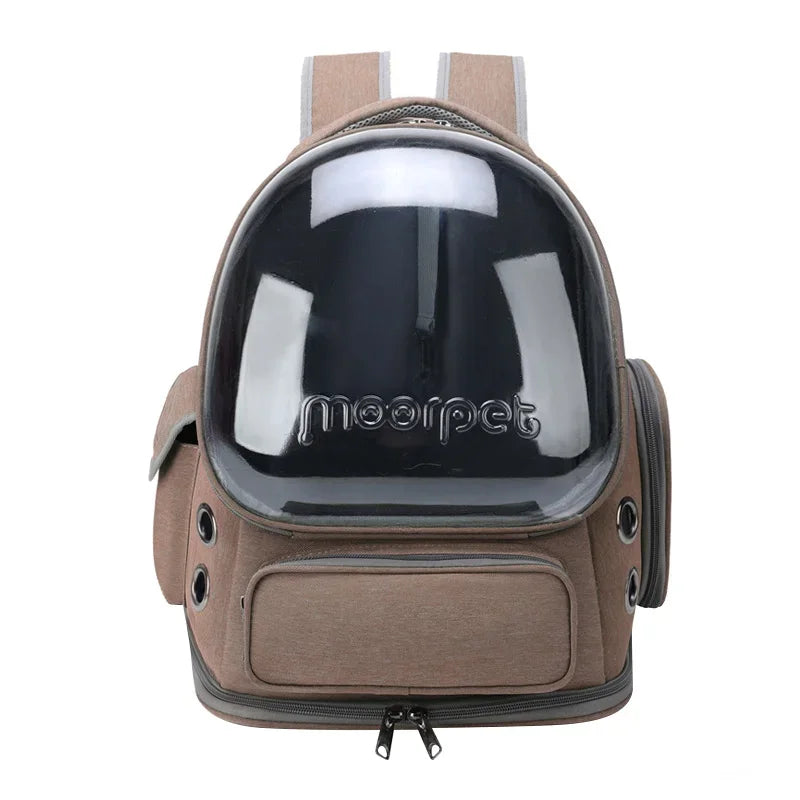 pets : Transparante Ademende Kattendraagtas voor Reis in Kaki 34x27x42cm van Pantino