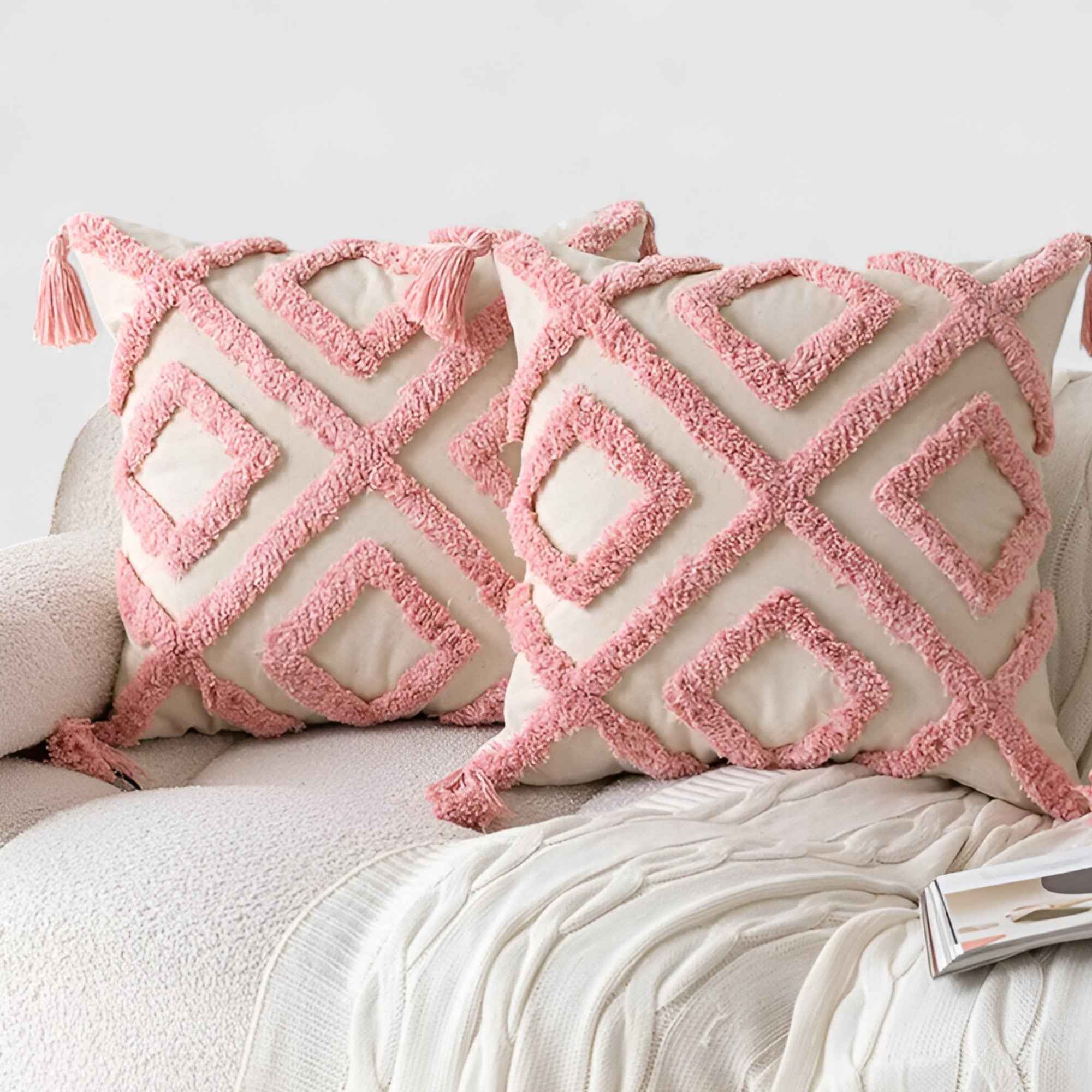 Decoratief Roze Fluwelen Gecapitonneerd Kussen