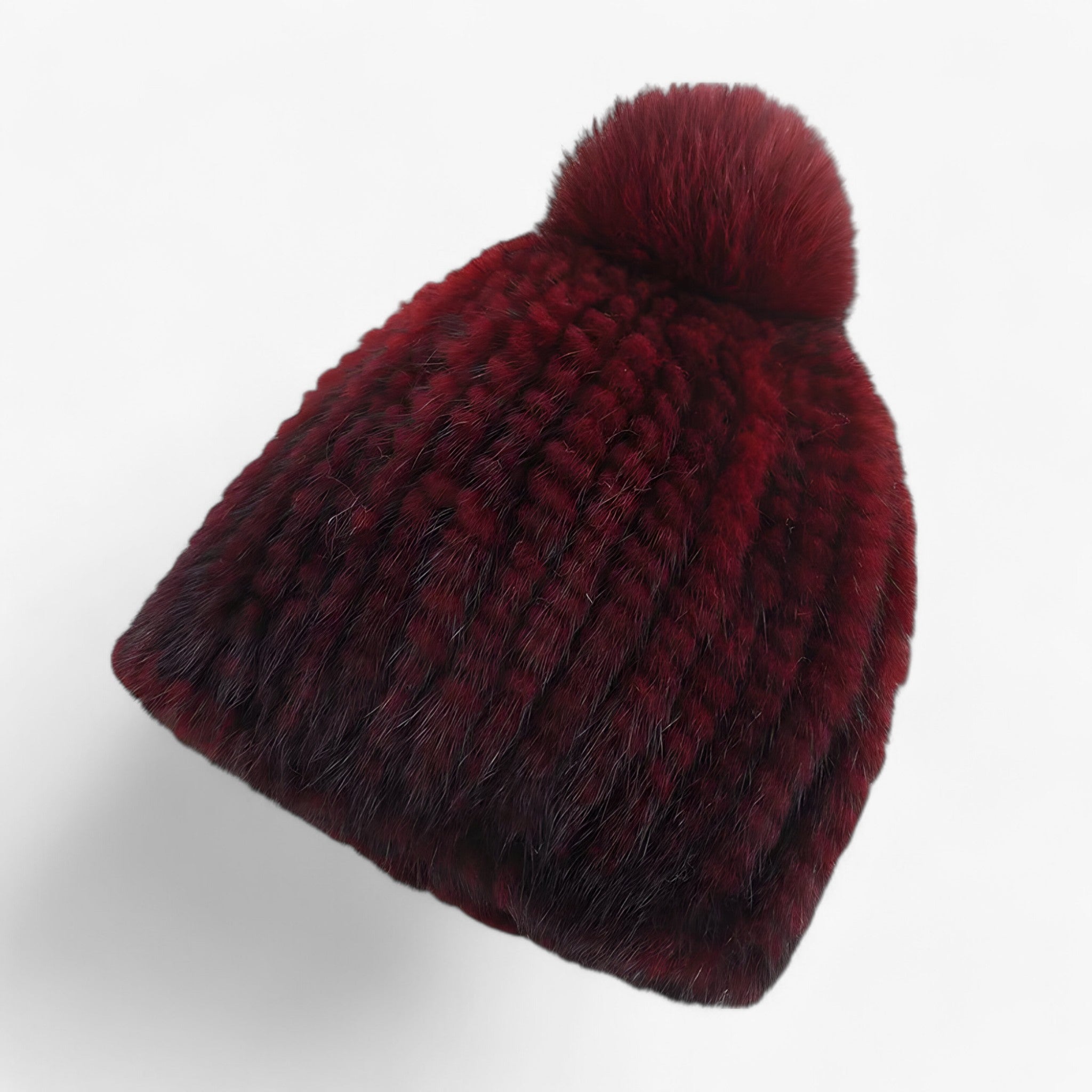 Hat : Hoed Zwart - Luxe Marterbont - Winterse Warmte & Elegantie in Wijn Één maat van Pantino