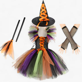 Costume Set : Tutu Jurk en Accessoires voor Halloween en Carnaval in Heksstijl K van Pantino