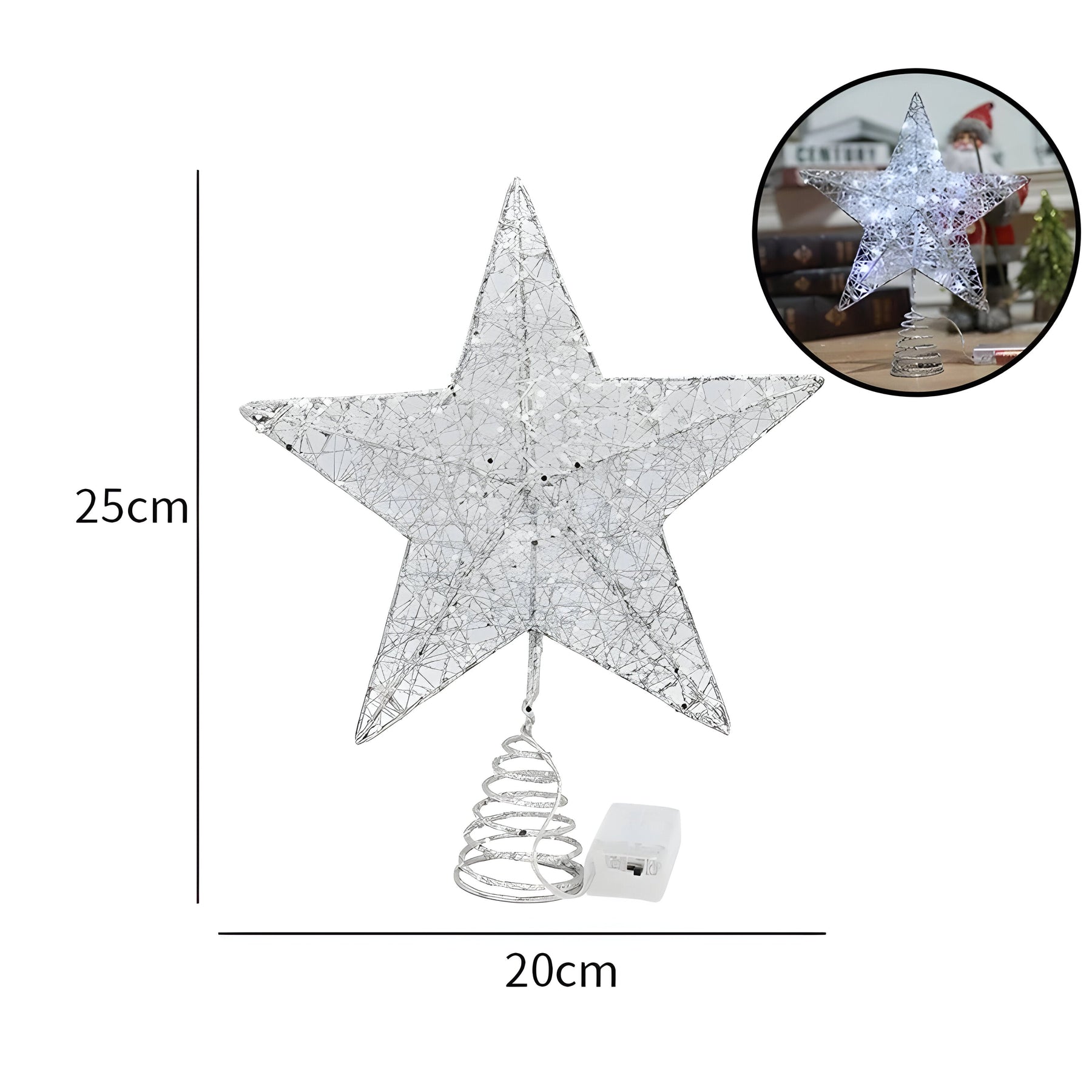 home & garden : Sterrenachtige Elegant - Bovenste Ster Ornamenten Kerstlicht - Verlicht Uw Eindejaarsfeest in 20cm Zilver van Pantino