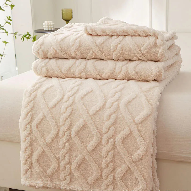 home & garden : FleeceBlanket - Warme Deken van Reistextiel Fleece - Grijs in Beige van Pantino