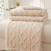 home & garden : FleeceBlanket - Warme Deken van Reistextiel Fleece - Grijs in Beige van Pantino