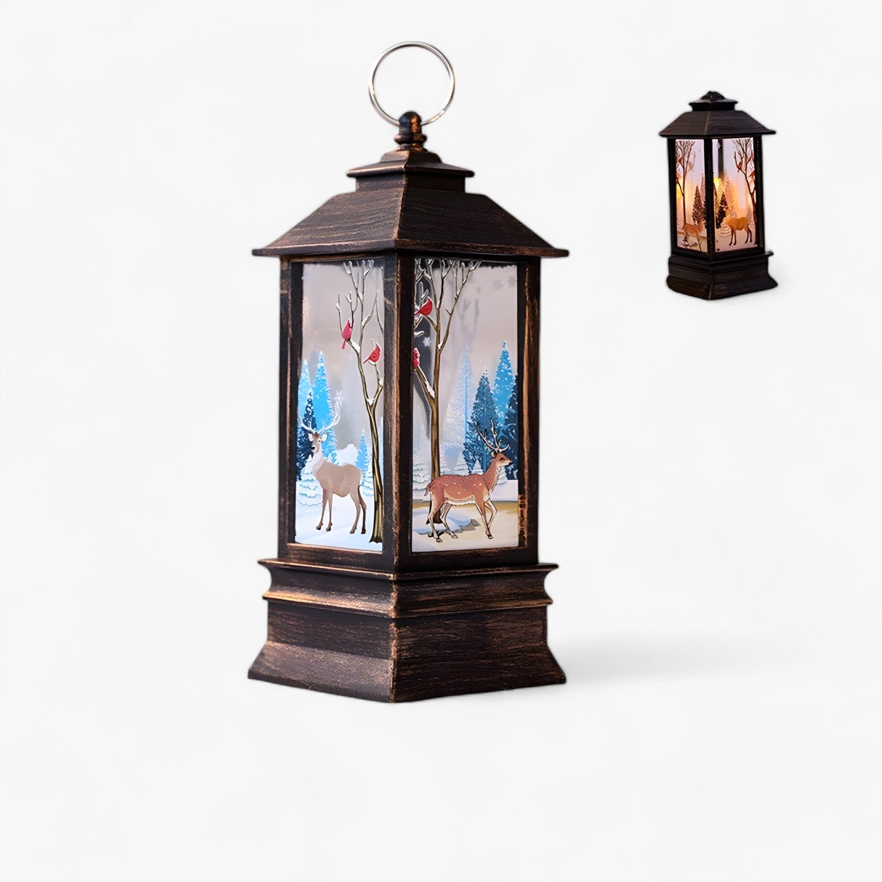 home & garden : Sneeuwman Kerstman Verlichte Lantaarn - Feestelijk Boomornament en Woondecoratie in C van Pantino