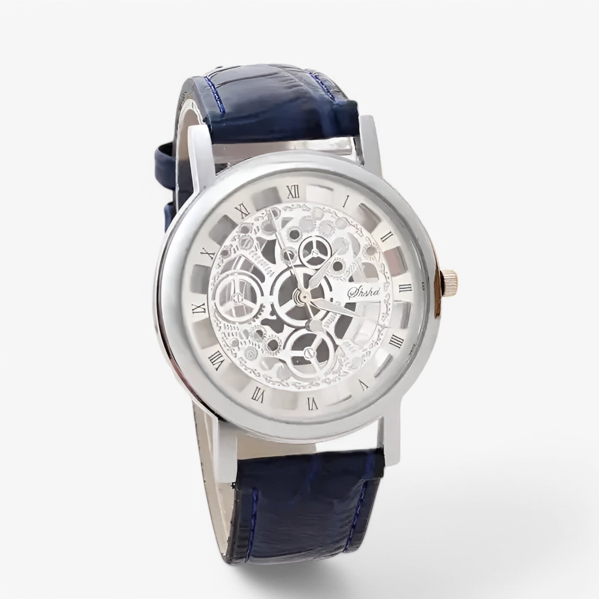 other : Kwarts Uurwerk met Leren Band en Romeins Wijzerplaat - Zilver Blauw in zilver blauw van Pantino