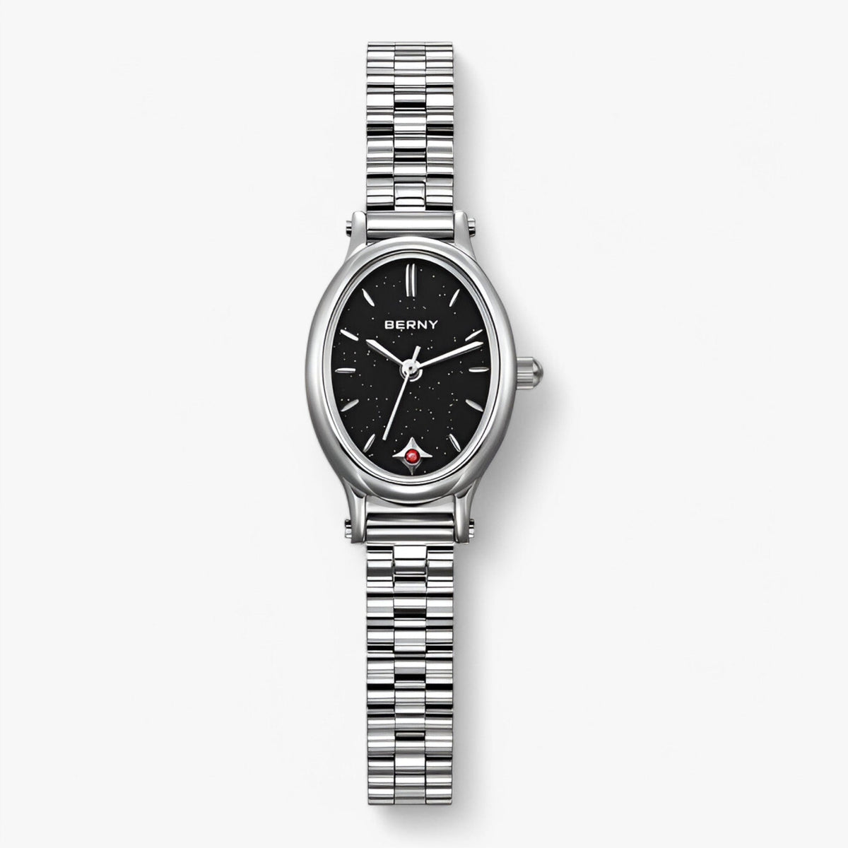 Watch : Minimalistische Ovalen Armbandhorloge Dames - Zwart in Zwart van Pantino