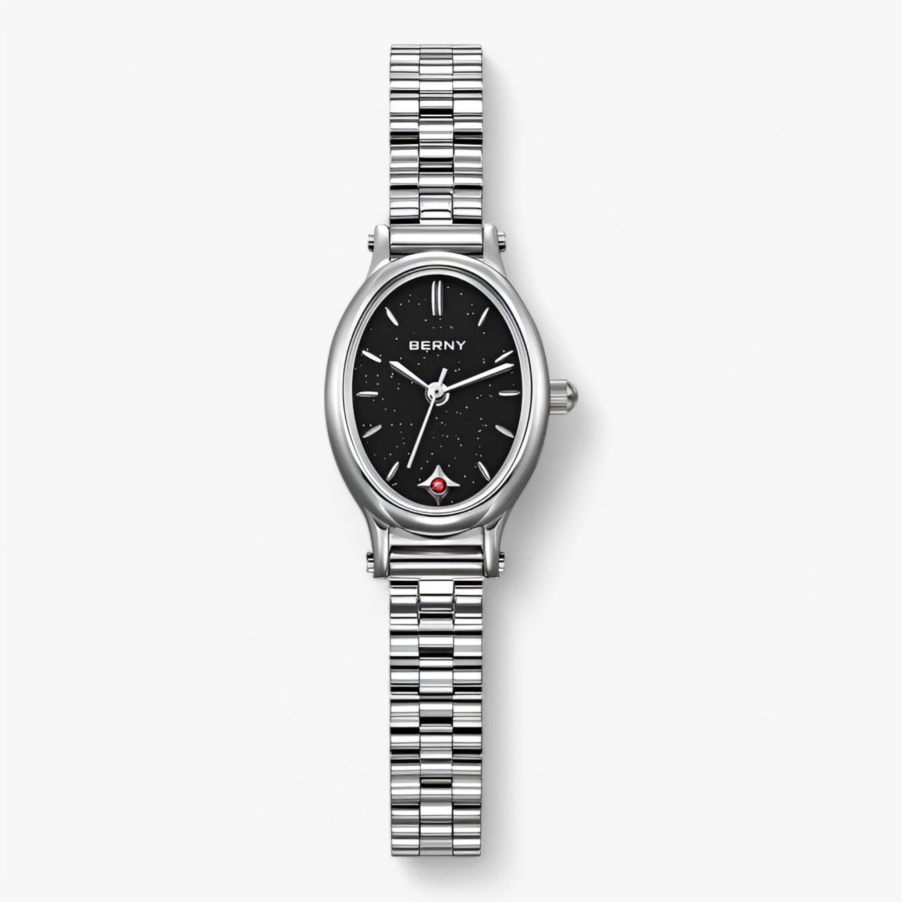 Watch : Minimalistische Ovalen Armbandhorloge Dames - Zwart in Zwart van Pantino