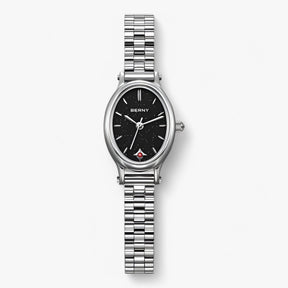 Watch : Minimalistische Ovalen Armbandhorloge Dames - Zwart in Zwart van Pantino
