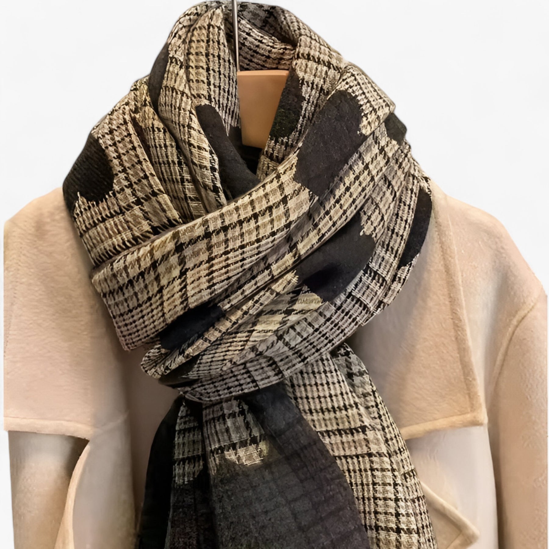 Scarf : Sjaal Khaki - Dubbelzijdige Kasjmier - Warme Luxe met Stijlvol Design in van Pantino