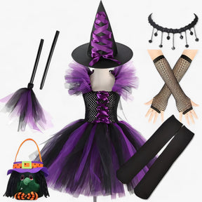 Costume Set : Tutu Jurk en Accessoires voor Halloween en Carnaval in Heksstijl D van Pantino